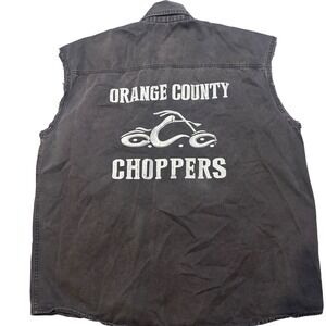 Orange County Choppers OCC Sleeveless Biker Shirt Black Cotton Vest Mens 2XL